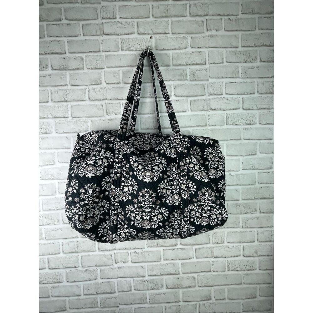 Vera Bradley Large Traveler Duffel Chandelier Noir Black Floral Retired